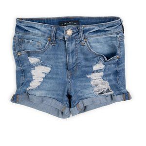AEROPOSTALE High Waisted Midi shorts distressed stretch jean short size 0